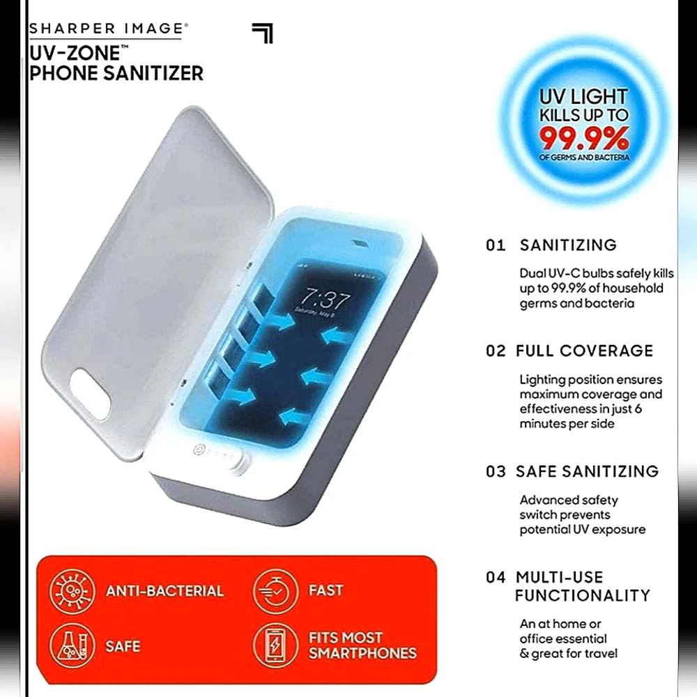 NIB UV Sanitizer Sterilizer Box for ... Phones, Ear Buds,Keys